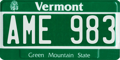 VT license plate AME983