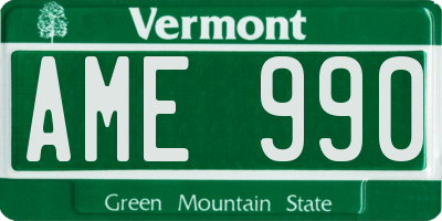 VT license plate AME990