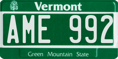 VT license plate AME992