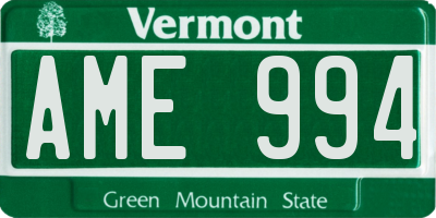 VT license plate AME994