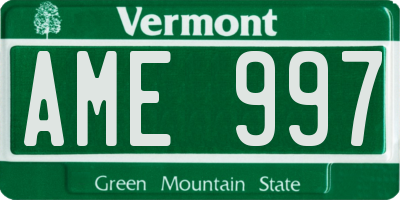 VT license plate AME997