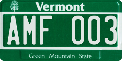 VT license plate AMF003