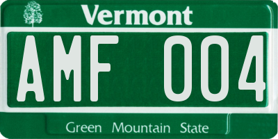 VT license plate AMF004