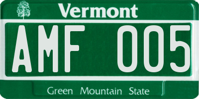 VT license plate AMF005