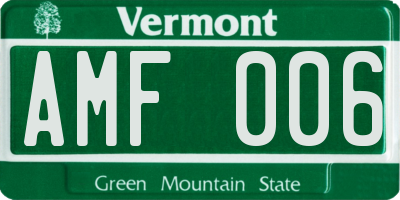 VT license plate AMF006