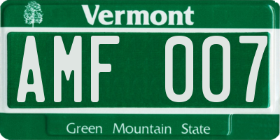 VT license plate AMF007