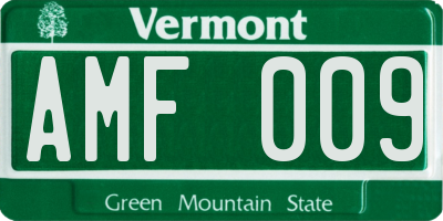 VT license plate AMF009