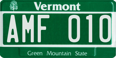 VT license plate AMF010