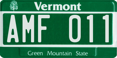 VT license plate AMF011