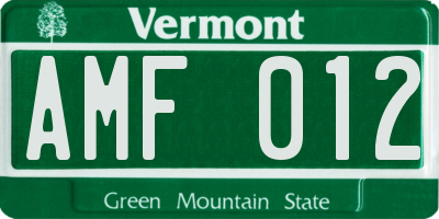 VT license plate AMF012