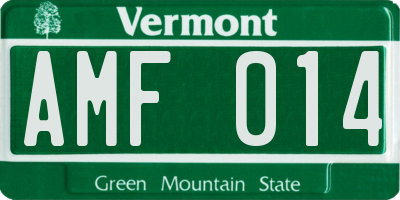 VT license plate AMF014