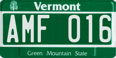 VT license plate AMF016