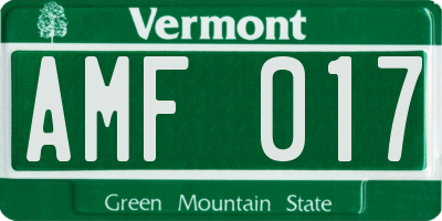 VT license plate AMF017