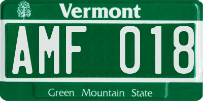 VT license plate AMF018