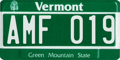 VT license plate AMF019