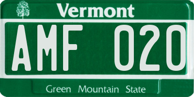 VT license plate AMF020