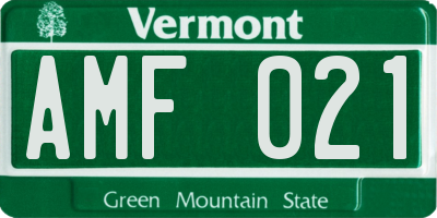 VT license plate AMF021