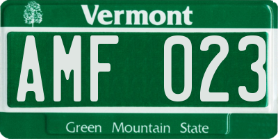 VT license plate AMF023