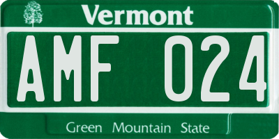 VT license plate AMF024