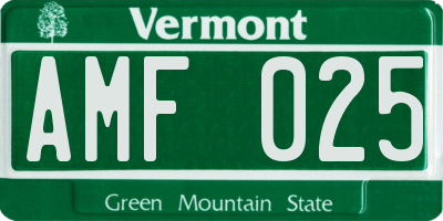 VT license plate AMF025