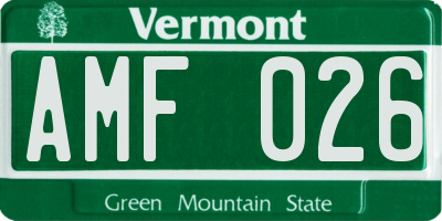 VT license plate AMF026