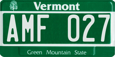VT license plate AMF027