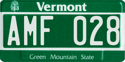 VT license plate AMF028
