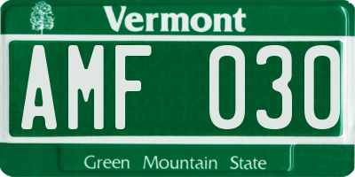 VT license plate AMF030