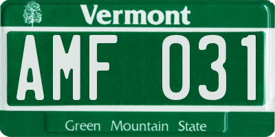 VT license plate AMF031