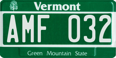 VT license plate AMF032