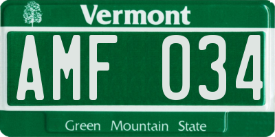 VT license plate AMF034