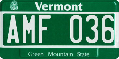 VT license plate AMF036