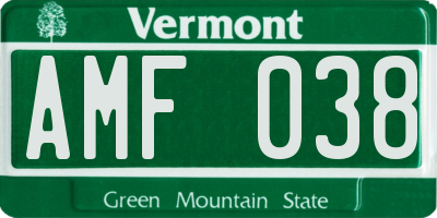 VT license plate AMF038