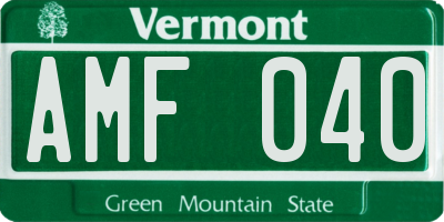 VT license plate AMF040