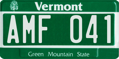 VT license plate AMF041