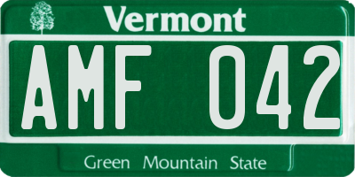 VT license plate AMF042