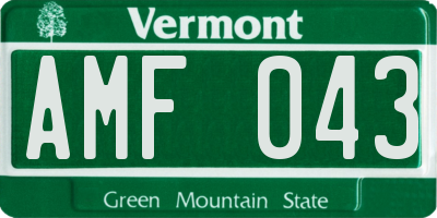 VT license plate AMF043