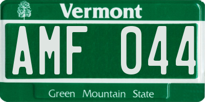 VT license plate AMF044
