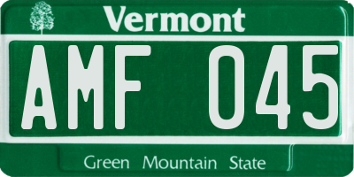 VT license plate AMF045