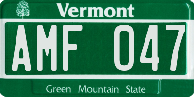 VT license plate AMF047