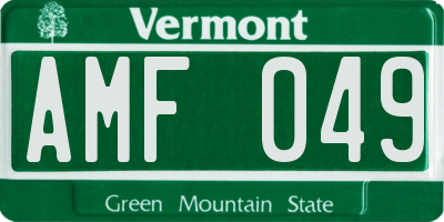 VT license plate AMF049