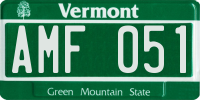 VT license plate AMF051