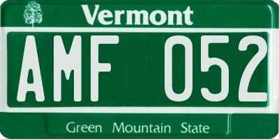 VT license plate AMF052