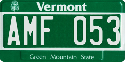 VT license plate AMF053