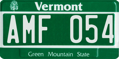 VT license plate AMF054