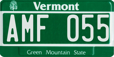 VT license plate AMF055