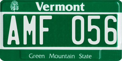 VT license plate AMF056