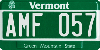 VT license plate AMF057