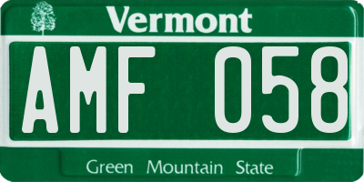 VT license plate AMF058