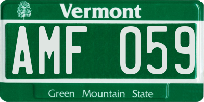 VT license plate AMF059